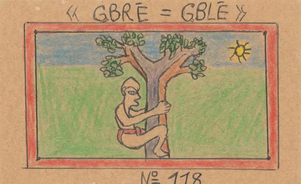 «GBRÉ=GBLÉ» N. 118. Frédéric Bruly Bouabré, 1991.