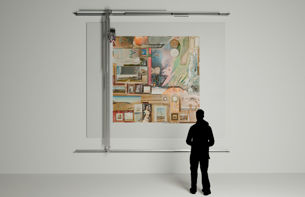 Alexander Reben (b. 1985), Untitled Robot Painting, 2025. Acrylic on canvas. 120 x 144in. Estimate: $100-$1,728,000. Offered in Augmented Intelligence from 20 February to 5 March 2025 at Christie’s Online. Sample generative artwork shown.