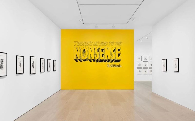 Vista de exposição "There's No End to the Nonsense" de R. Crumb